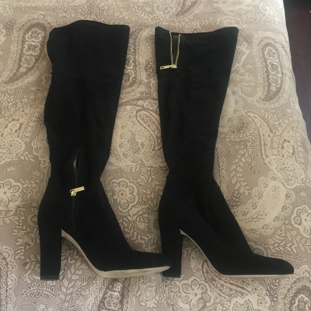 Ivanka trump black suede over the knee boots